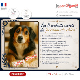 Pancarte photo personnalisable "Les 8 souhaits secrets" résiste dehors, idée cadeau avec prénom