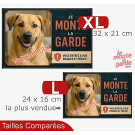 Photo Personnalisable, plaque portail "Je Monte la Garde, vous entrez à vos Risques et Périls" 2 Tailles