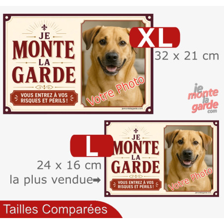Photo Personnalisable, plaque portail "Je Monte la Garde, vous entrez à vos Risques et Périls" 2 Tailles