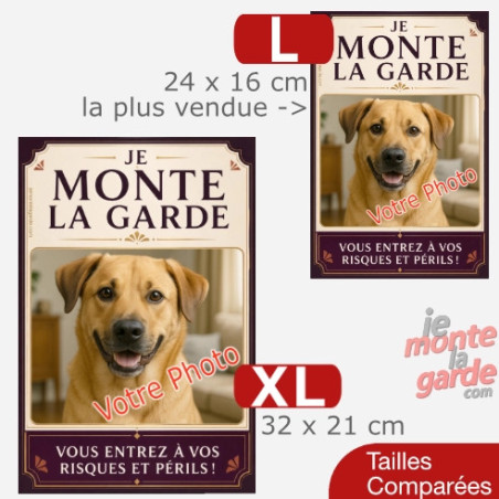 Photo Personnalisable, plaque portail verticale "Je Monte la Garde, vous entrez à vos Risques et Périls" 2 Tailles