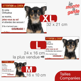 Chihuahua, plaque humour "Attention au Chien, Jetez Vous au Sol" 3 Tailles
