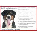 Bouvier Suisse, plaque "Les 8 Souhaits Secrets" 24 cm CDT