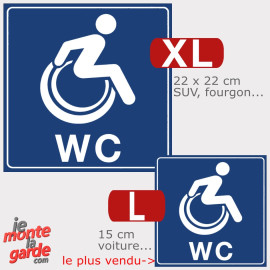 Sticker WC PMR bleu – Toilettes réservées aux personnes à mobilité réduite – 2 tailles