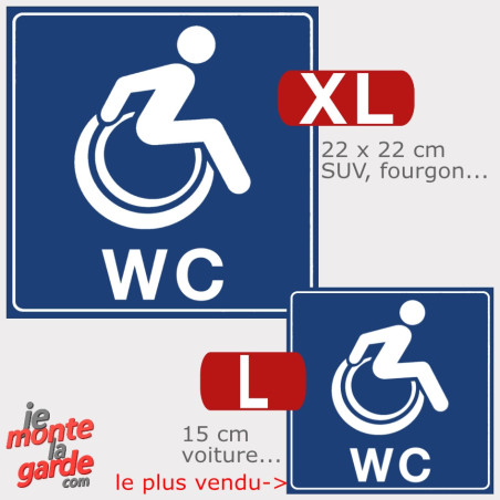Sticker WC PMR bleu – Toilettes réservées aux personnes à mobilité réduite – 2 tailles