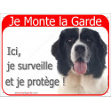 Landseer Tête, plaque rouge "Je Monte la Garde" 24 cm RED