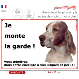 Setter Anglais, Plaque Classique Horizontale "Je monte la garde, risques et périls" Pancarte Portail photo race