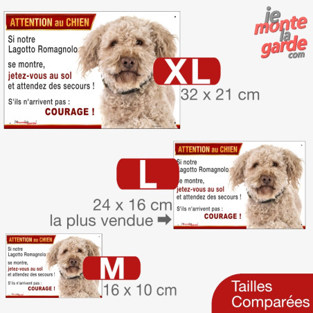Lagotto Romagnolo, plaque humour "Attention au Chien, Jetez Vous au Sol" 3 Tailles