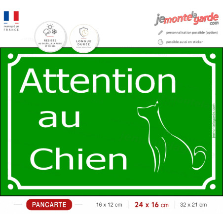 Plaque Portail "Attention au Chien" Rue Vert Gazon, résiste dehors, 3 Tailles