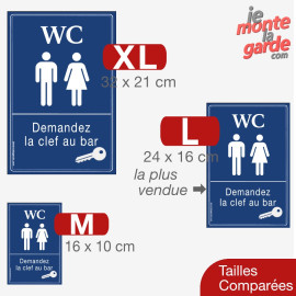 Pancarte WC "Demandez la clef au bar" – Toilettes hommes femmes, 3 Tailles