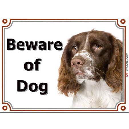 English Springer Spaniel Beware of Dog Gate Plaque | Liver & White, 3 sizes English Springer Spaniel Beware of Dog Gate Plaque | Liver & White, 3 sizes