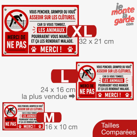 Pancarte signalétique humoristique "Ne pas grimper sur les clôtures" animaux Résiste dehors, 3 Tailles
