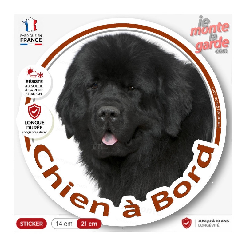 Terre Neuve noir, Sticker autocollant rond "Chien à Bord" Disque adhésif vitre voiture photo résiste intempéries Terre Neuve noir, Sticker autocollant rond "Chien à Bord" Disque adhésif vitre voiture photo résiste intempéries