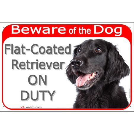 Flat-Coated Retriever ON DUTY Beware of the Dog Gate Sign | 3 sizes