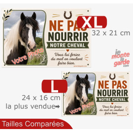 Pancarte personnalisée "Ne pas nourrir notre cheval" avec votre photo, 2 Tailles🇫🇷