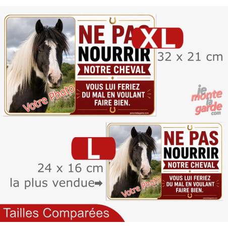 Pancarte personnalisée "Ne pas nourrir notre cheval" avec votre photo, 2 Tailles🇫🇷