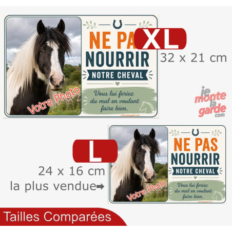 Pancarte personnalisée "Ne pas nourrir notre cheval" avec votre photo, Bocage, 2 Tailles🇫🇷