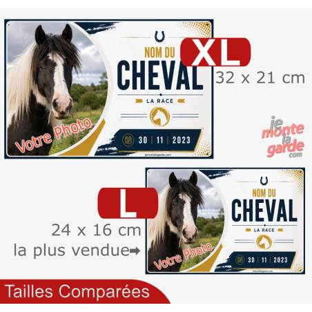 Plaque de box cheval (ou autre animal) personnalisée avec photo, nom, race et date, Derby, 2 Tailles🇫🇷
