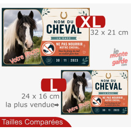Pancarte personnalisée "Ne pas nourrir notre cheval" avec votre photo, Sienne, 2 Tailles🇫🇷