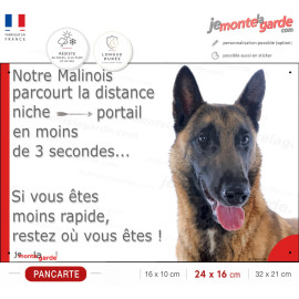 Berger Belge Malinois, Pancarte Portail drôle "Attention au Chien, Nombre de Voleurs, ballons, facteurs" photo, résiste dehors