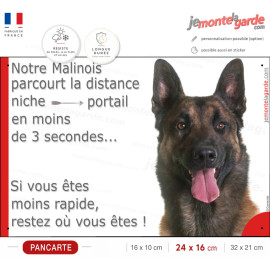 Berger Belge Malinois, plaque humour "parcourt la Distance Niche -Portail en moins de 3 secondes" photo, résiste extérieur