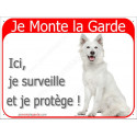 Berger Blanc, plaque rouge "Je Monte la Garde" 24 cm RED