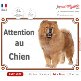 Chow-Chow fauve orange, plaque portail "Attention au Chien" photo, résiste extérieur, idée cadeau, fabriqué en France