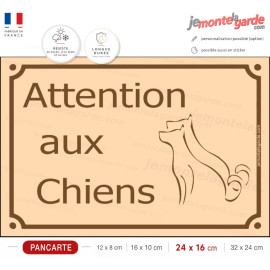"Attention aux Chiens" Plaque de Rue PLURIEL Beige pour plusieurs chiens, résiste à l'extérieur, fabriqué en France, idée cadeau