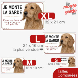 Basset Fauve de Bretagne, plaque portail "JE MONTE LA GARDE risques et périls" 4 Tailles