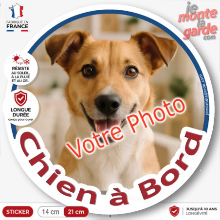 Photo Personnalisable, disque autocollant voiture "Chien à Bord" COBALT 2 Tailles