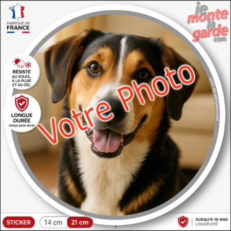 Photo personnalisable, disque photo autocollant "votre photo" Sticker adhésif rond sur mesure vitre voiture maison