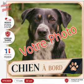 Photo personnalisable, photo autocollant carré "Chien à Bord" Sticker VENDÔME sur mesure vitre voiture, résiste à l'extérieur