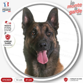 Berger Belge Malinois, sticker autocollant rond "photo" Disque intérieur ou Extérieur résistant dehors, fabriqué en France