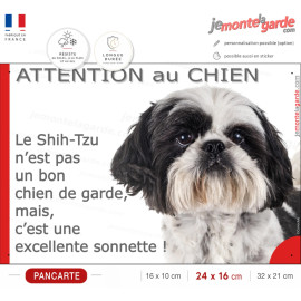 Plaque portail humour "Attention au Chien, notre Shih-Tzu est une excellente sonnette" photo, résiste à l'extérieur