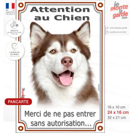 Husky Rouge Marron, plaque verticale portail "Attention au Chien, merci ne pas entrer sans autorisation" photo, résiste dehors