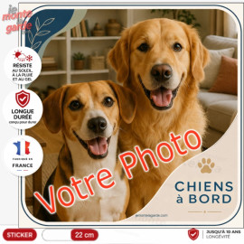 Photo personnalisable, photo autocollant carré PLURIEL "Chiens à Bord" Sticker OPALE sur mesure vitre voiture, résiste dehors