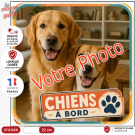 Photo personnalisable, photo autocollant carré PLURIEL "Chiens à Bord" Sticker NEVADA sur mesure vitre voiture, résiste dehors