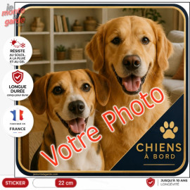 Photo personnalisable, photo autocollant carré PLURIEL "Chiens à Bord" Sticker MONACO sur mesure vitre voiture, résiste dehors