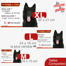 Groenendael, plaque humour "Attention au Chien, protéger Maison et famille" 3 Tailles