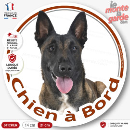 Berger Belge Malinois, sticker autocollant rond "Chien à Bord" Disque adhésif voiture photo, résiste à l'extérieur