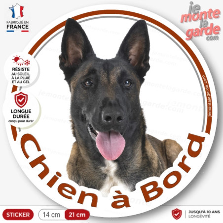 Berger Belge Malinois, sticker autocollant rond "Chien à Bord" Disque adhésif voiture photo, résiste à l'extérieur