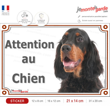 Setter Gordon, autocollant "Attention au Chien" résiste dehors, 4 Tailles Setter Gordon, autocollant "Attention au Chien" résiste dehors, 4 Tailles