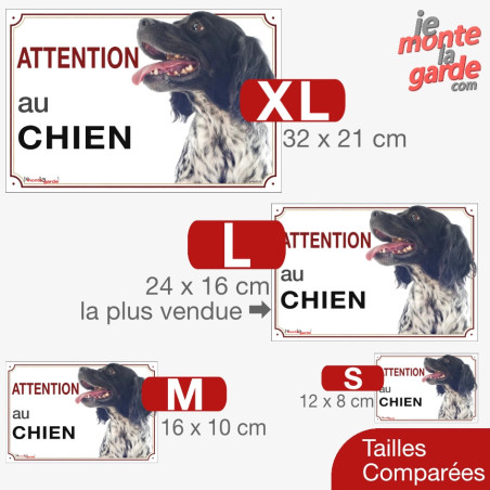 Epagneul Breton, plaque portail "Attention au Chien" résiste dehors, 4 Tailles