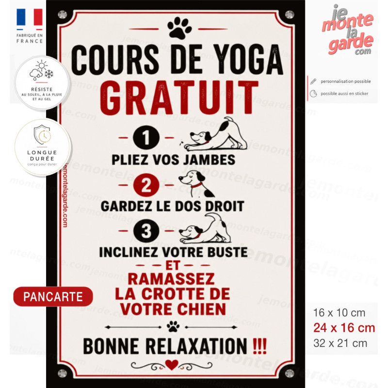 Pancarte humour crottes de chien – Cours de yoga gratuit