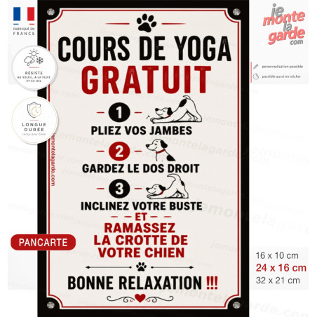 Pancarte humour crottes de chien – Cours de yoga gratuit