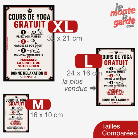 Pancarte humour crottes de chien – Cours de yoga gratuit, 3 Tailles