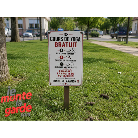 Pancarte humour crottes de chien – Cours de yoga gratuit, 3 Tailles