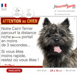 Pancarte humoristique Attention au chien Cairn Terrier – " parcourt Niche portail en moins de 3 secondes", résiste dehors