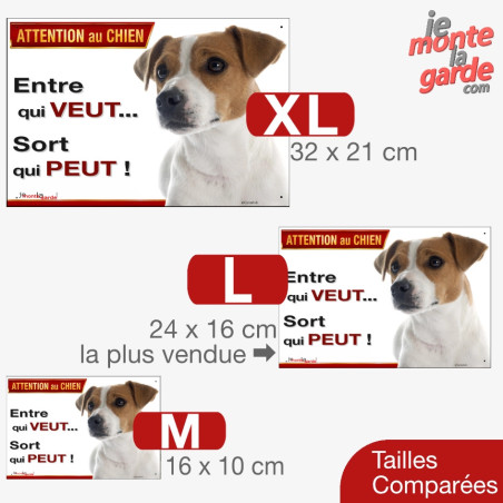 Pancarte Jack Russell humour "Entre qui veut, sort qui peut" 3 Tailles