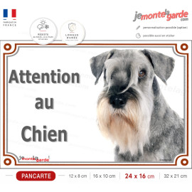Schnauzer gris poivre et sel Tête, plaque portail "Attention au Chien" résiste dehors, fabriqué en France, idée cadeau