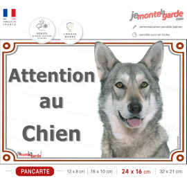 Chien Loup de Saarloos tête, plaque portail "Attention au Chien" photo, résiste à l'extérieur, fabriqué en France, idée cadeau